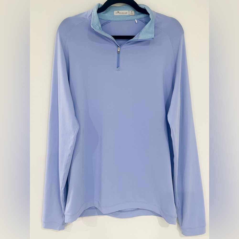 Peter Millar Featherweight Light Blue UPF 50+ Golf Long Sleeve Pullover Men’s M